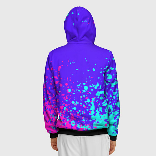Мужская толстовка на молнии Counter Strike 2 - Неоновые Брызги / 3D-Черный – фото 4