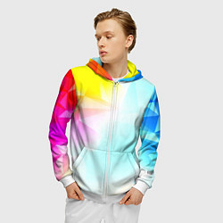 Толстовка 3D на молнии мужская Gradient colors geometry, цвет: 3D-белый — фото 2