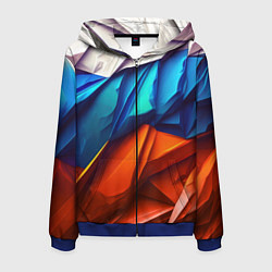 Мужская толстовка на молнии Российский флаг на скале