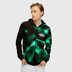 Толстовка 3D на молнии мужская Dead by Daylight разлом плит, цвет: 3D-черный — фото 2