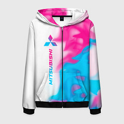 Мужская толстовка на молнии Mitsubishi neon gradient style: по-вертикали