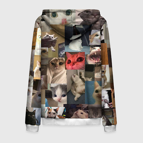 Мужская толстовка на молнии Мемные котики / 3D-Белый – фото 2