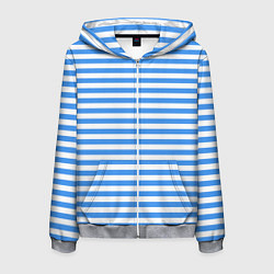 Толстовка 3D на молнии мужская Тельняшка васильковая ВДВ, цвет: 3D-меланж