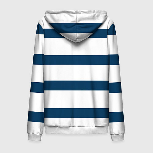Мужская толстовка на молнии Бело-синий полосатый узор / 3D-Белый – фото 2