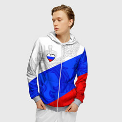 Толстовка 3D на молнии мужская Сердечко - Россия, цвет: 3D-меланж — фото 2