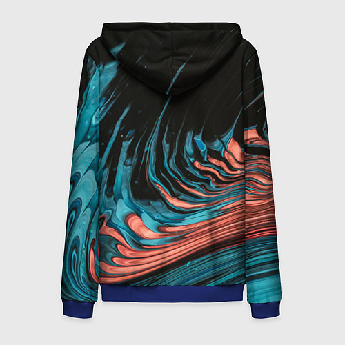 Мужская толстовка на молнии Эффект красно-голубых красок / 3D-Синий – фото 2