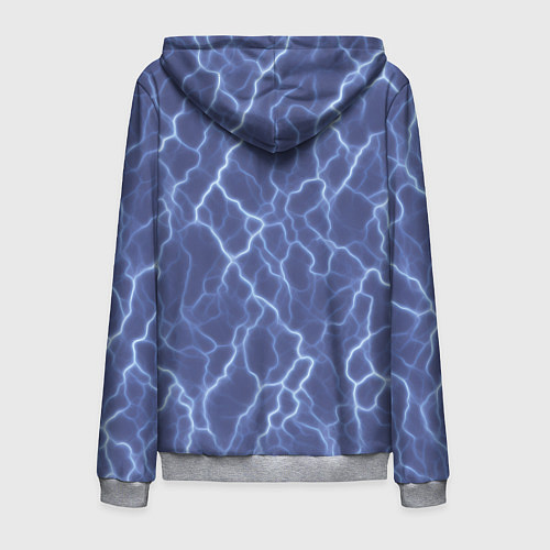 Мужская толстовка на молнии Электрический разряд на голубом фоне / 3D-Меланж – фото 2