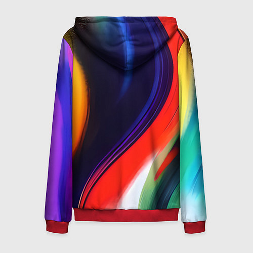 Мужская толстовка на молнии Абстракция красок мазками / 3D-Красный – фото 2