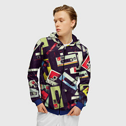 Толстовка 3D на молнии мужская Кассета 90-е, цвет: 3D-синий — фото 2