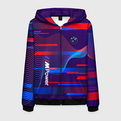 Толстовка 3D на молнии мужская BMW power m, цвет: 3D-черный