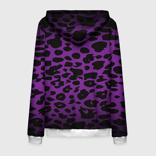 Мужская толстовка на молнии Фиолетовый леопард / 3D-Белый – фото 2