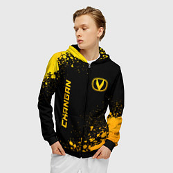Толстовка 3D на молнии мужская Changan - gold gradient: надпись, символ, цвет: 3D-черный — фото 2