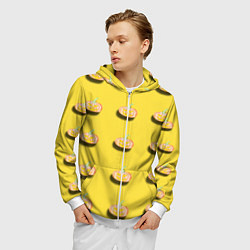 Толстовка 3D на молнии мужская Тыква с глазами, цвет: 3D-белый — фото 2