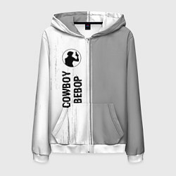 Толстовка 3D на молнии мужская Cowboy Bebop glitch на светлом фоне: по-вертикали, цвет: 3D-белый