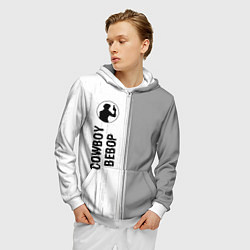 Толстовка 3D на молнии мужская Cowboy Bebop glitch на светлом фоне: по-вертикали, цвет: 3D-белый — фото 2