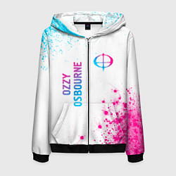 Толстовка 3D на молнии мужская Ozzy Osbourne neon gradient style: надпись, символ, цвет: 3D-черный