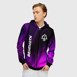 Толстовка 3D на молнии мужская Behemoth violet plasma, цвет: 3D-черный — фото 2