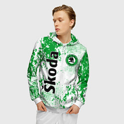 Толстовка 3D на молнии мужская Skoda auto logo, цвет: 3D-белый — фото 2