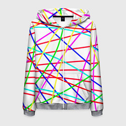 Толстовка 3D на молнии мужская Яркие цветные линии, цвет: 3D-меланж