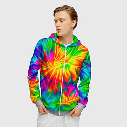 Толстовка 3D на молнии мужская Тай-дай кислотные краски, цвет: 3D-меланж — фото 2
