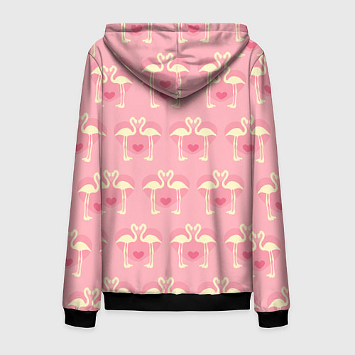 Мужская толстовка на молнии Любовный паттерн с фламинго / 3D-Черный – фото 2