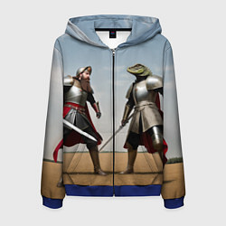 Толстовка 3D на молнии мужская Древний Рус против Ящера, цвет: 3D-синий