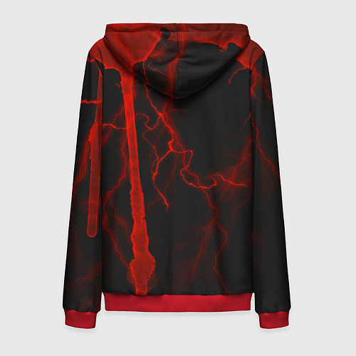 Мужская толстовка на молнии Гранж, разводы и паук / 3D-Красный – фото 2