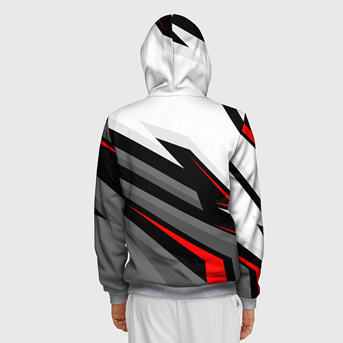 Мужская толстовка на молнии Mitsubishi motors - красная линия / 3D-Меланж – фото 4