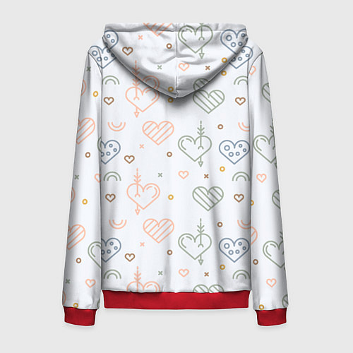 Мужская толстовка на молнии Lovely hearts / 3D-Красный – фото 2