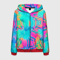 Толстовка 3D на молнии мужская Кислотный тай-дай: паттерн, цвет: 3D-красный