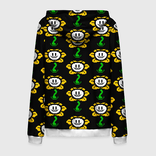 Мужская толстовка на молнии Undertale - flowey smile / 3D-Белый – фото 2