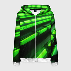 Мужская толстовка на молнии Green neon abstract