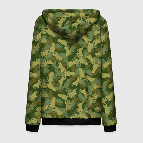 Мужская толстовка на молнии Лоси - камуфляж / 3D-Черный – фото 2