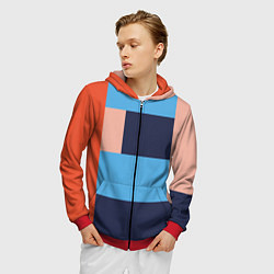 Толстовка 3D на молнии мужская Color Block Design, цвет: 3D-красный — фото 2