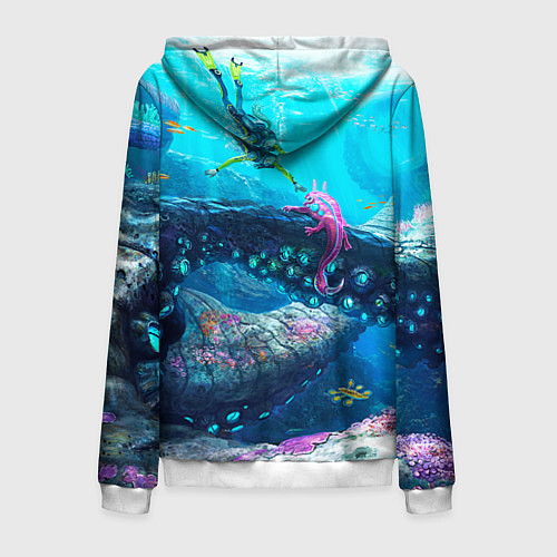 Мужская толстовка на молнии Подводный мир сабнавтики / 3D-Белый – фото 2