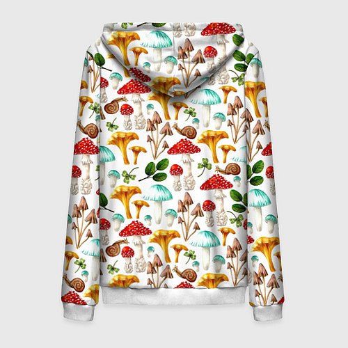 Мужская толстовка на молнии Лесное царство - паттерн / 3D-Белый – фото 2
