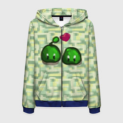 Толстовка 3D на молнии мужская Зеленые слаймы стардью, цвет: 3D-синий