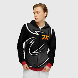 Толстовка 3D на молнии мужская Fnatic - white line, цвет: 3D-красный — фото 2