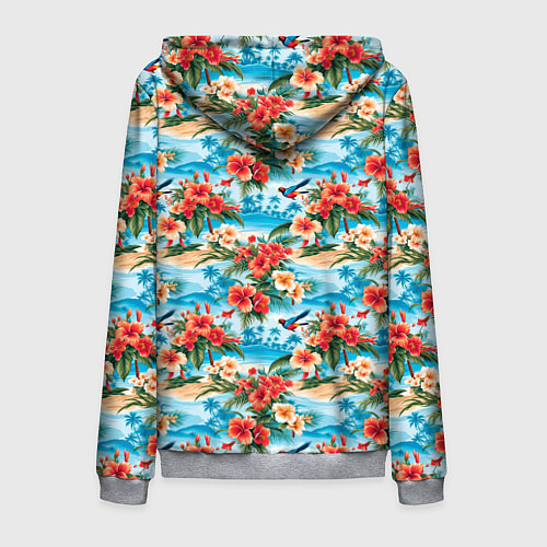 Мужская толстовка на молнии Гавайский стиль летние цветы / 3D-Меланж – фото 2