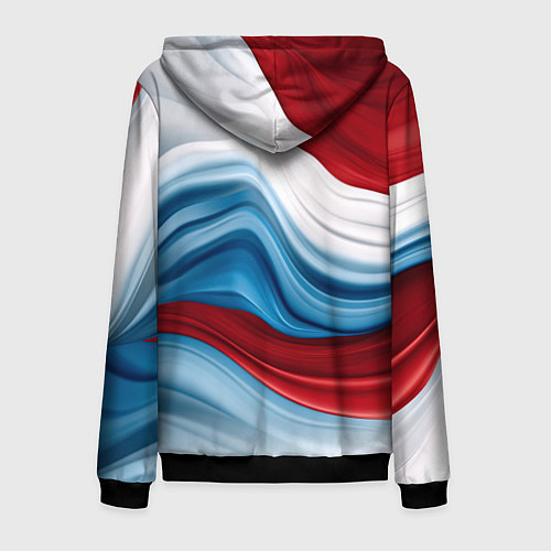 Мужская толстовка на молнии Флаг России абстракт / 3D-Черный – фото 2