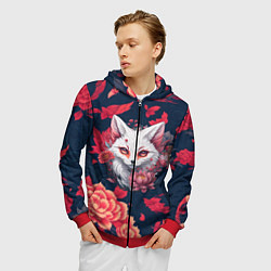 Толстовка 3D на молнии мужская Братец лис, цвет: 3D-красный — фото 2