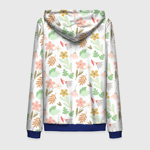 Мужская толстовка на молнии Листики цветочки / 3D-Синий – фото 2