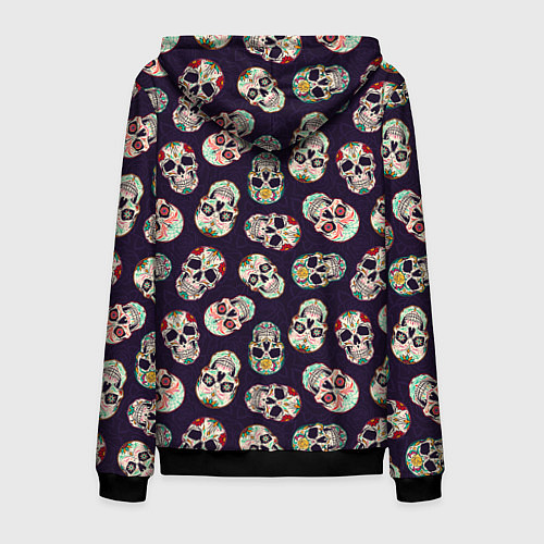 Мужская толстовка на молнии Узор с черепами Pattern with skulls / 3D-Черный – фото 2