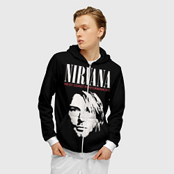 Толстовка 3D на молнии мужская Nirvana - Kurt Cobain, цвет: 3D-белый — фото 2