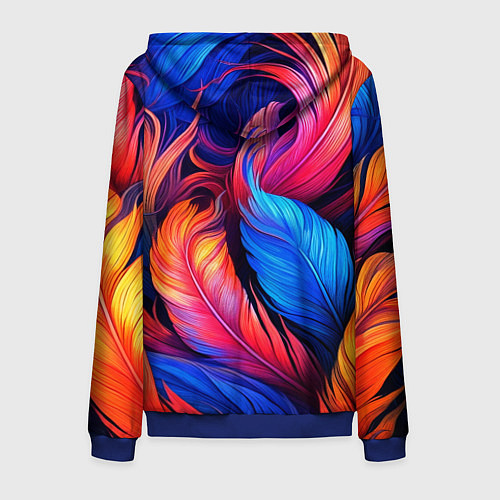 Мужская толстовка на молнии Экзотические перья / 3D-Синий – фото 2