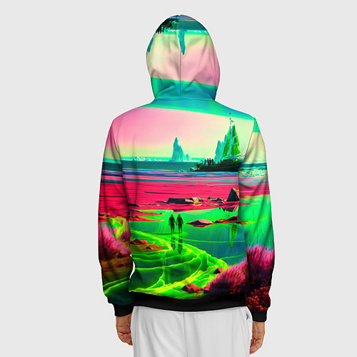 Мужская толстовка на молнии Кислотный мир / 3D-Черный – фото 4