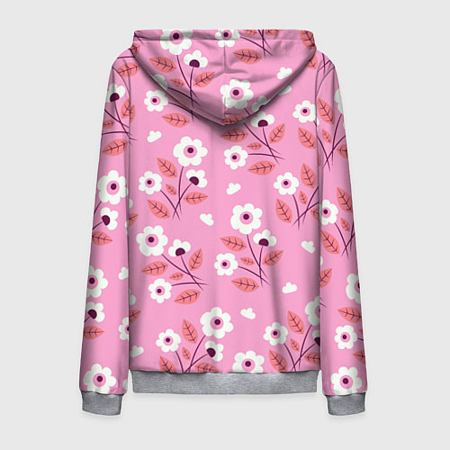 Мужская толстовка на молнии Flowers on pink / 3D-Меланж – фото 2