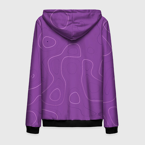 Мужская толстовка на молнии Объемные разводы - яркий фиолетовый - узор Хуф и С / 3D-Черный – фото 2