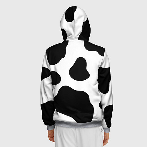 Мужская толстовка на молнии Принт - пятна коровы / 3D-Меланж – фото 4