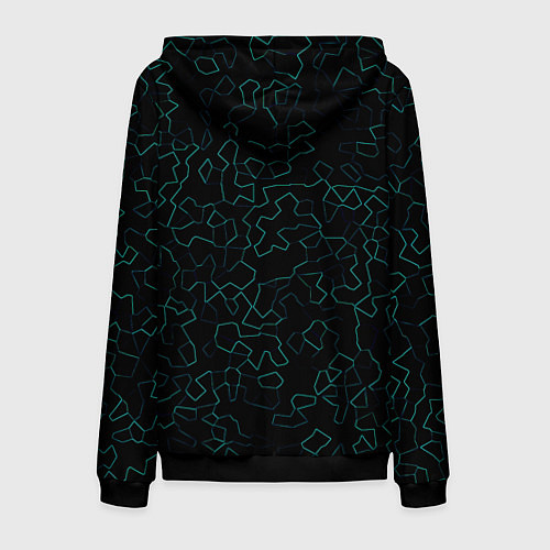 Мужская толстовка на молнии Абстракция кривые линии черный / 3D-Черный – фото 2